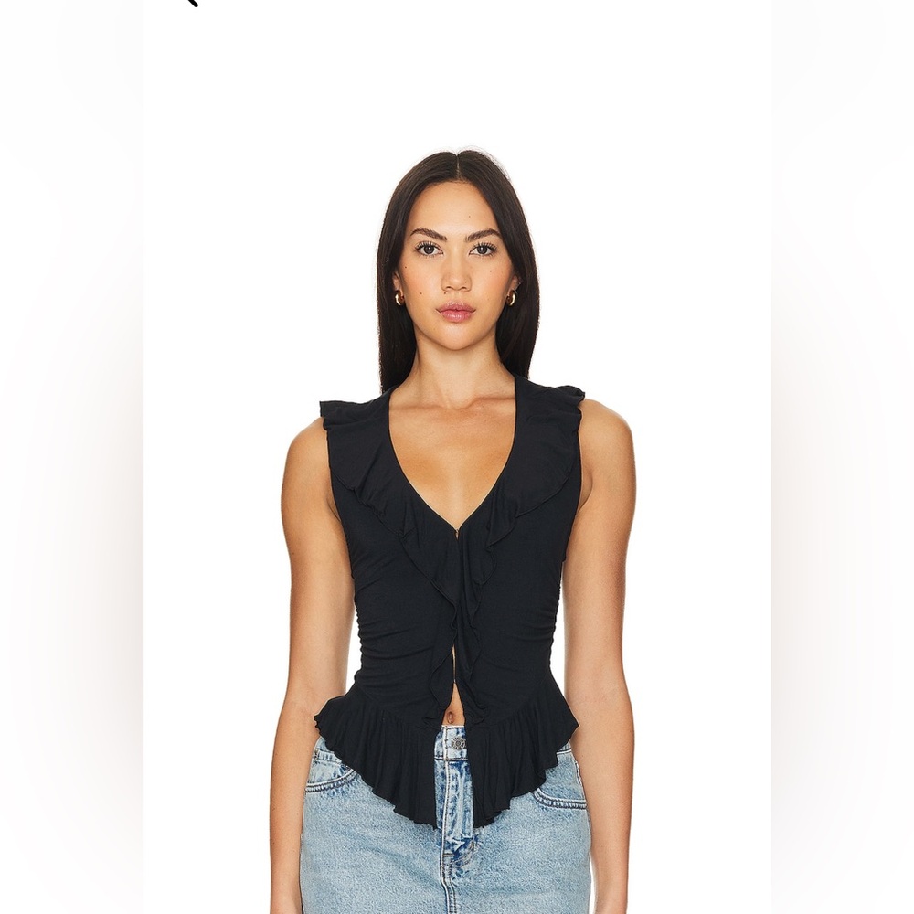 Ruffle Me Away Tank in Black